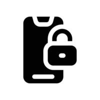 smartphone lock glyph icon. Strong and solid icon for websites and mobile apps. vector