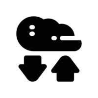 cloud transfer glyph icon. Strong and solid icon for websites and mobile apps. vector