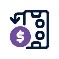 send money dual tone icon. Sleek and modern icon for websites and mobile apps. vector