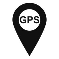 Black GPS Location Pin Icon With Bold GPS Center Text vector