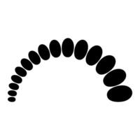 Curved line progressively larger black ellipses growth, forward movement progression vector