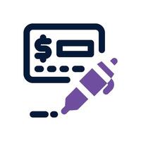 cheque dual tone icon. Sleek and modern icon for websites and mobile apps. vector