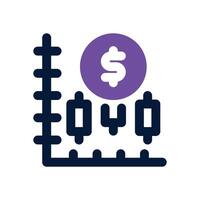 candlestick chart dual tone icon. Sleek and modern icon for websites and mobile apps. vector