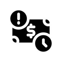 late payment glyph icon. Strong and solid icon for websites and mobile apps. vector