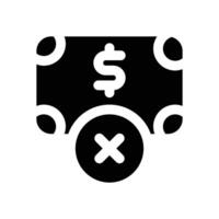 no money glyph icon. Strong and solid icon for websites and mobile apps. vector