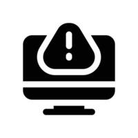 computer alert glyph icon. Strong and solid icon for websites and mobile apps. vector