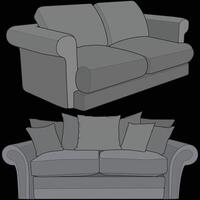 a couch and a sofa are shown in different colors vector