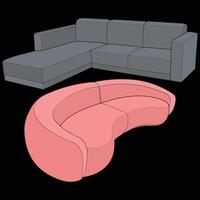 Set of Sofa or couch color block illustration. color block furniture for living room. illustration isolated. vector