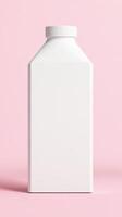 White medicine bottle mockup on pink background photo