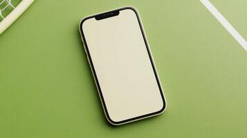 Smartphone mockup on green background photo