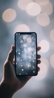 A user interacts with a mobile app UI designed for real estate, showcasing listings and elegant graphics suitable for buyers and renters photo
