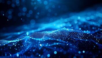 An eye-catching abstract blue background emanates energy with luminous dots, generating a captivating digital environment for creative work photo
