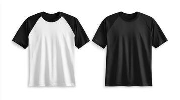 Two black and white t - shirts on a white background photo