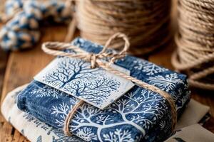 Beautifully designed gift tags add a special touch to wrapped presents with twine accents photo