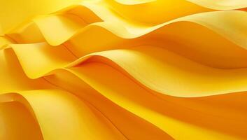 Dynamic waves of yellow paper flow gracefully, showcasing ridges and contours created by simple shapes in a minimalistic design photo