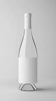 A white empty bottle with a label on it photo