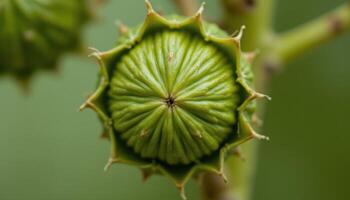 A macro shot of a seed pod, revealing its intricate structure and potential for new life. photo
