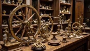 A still life of astronomical instruments, displaying their craftsmanship and historical significance. photo
