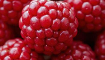 A close up of a ripe berry, showcasing its juicy texture and vibrant color. photo