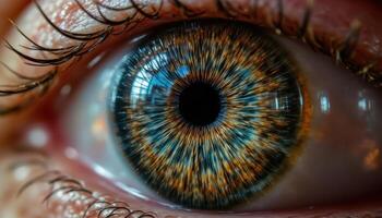 A macro shot of an insect's eye, revealing its intricate facets and reflective surface. photo