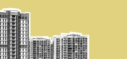 Building facade with window and balcony. Multistory residence, modern dwelling, metropolitan photo