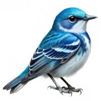 A closeup of a Cerulean Warbler bird isolated on a white background, capturing its beauty photo