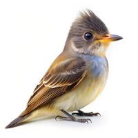Greater Pewee Bird on a Plain White Background photo