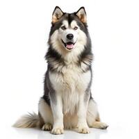 A magnificent Alaskan Malamute dog isolated on a pure white background photo