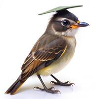 Piratic Flycatcher Bird Set Against a White Canvas photo