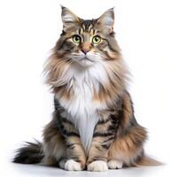 Norwegian Forest Cat Featured on a White Canvas photo