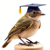 Piratic Flycatcher Bird Pictured on a White Background photo
