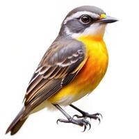 Isolated Variegated Flycatcher Bird in a Studio Shot on White Background photo