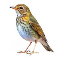 Isolated Swainson's Thrush Songbird on White Background photo