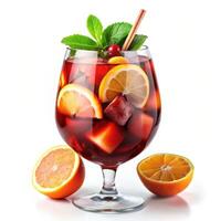 Refreshing Sangria Red wine citrus berries in a glass summer vibes photo