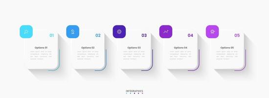 Infographic label design template with icons and 5 steps. Can be used for process diagram, presentations, workflow layout, banner, flowchart, info graph. vector