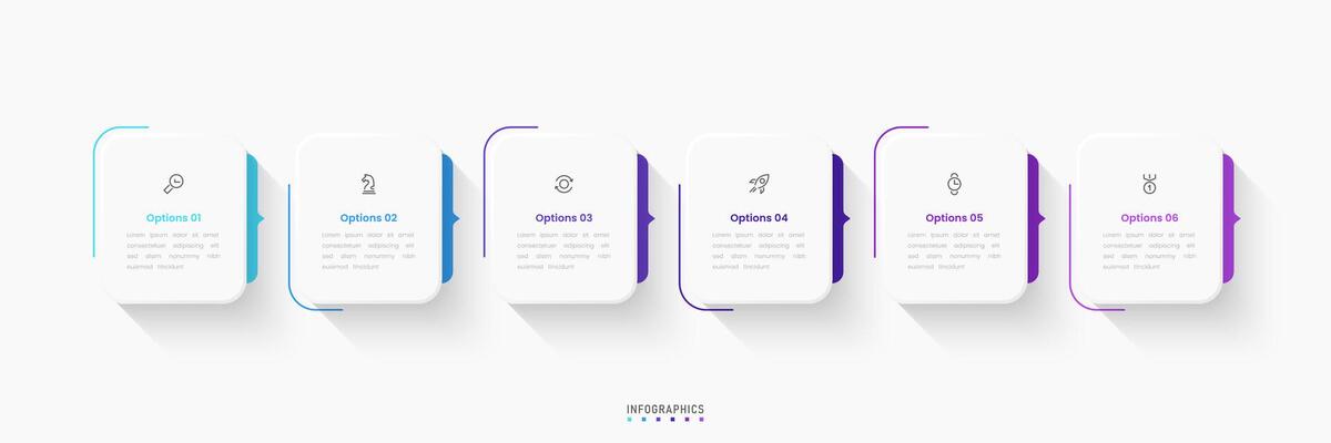 Infographic label design template with icons and 6 options or steps. Can be used for process diagram, presentations, workflow layout, flowchart, info graph.