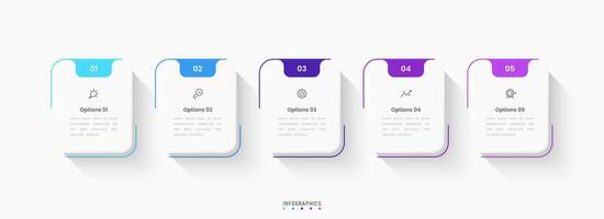 Infographic label design template with icons and 5 options. Can be used for process diagram, presentations, workflow layout, flowchart, info graph. vector