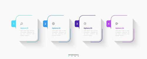 Infographic label design template with icons and 4 steps. Can be used for process diagram, presentations, workflow layout, banner, flowchart, info graph. vector