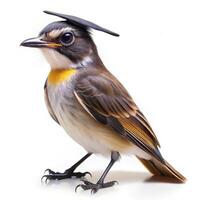 Piratic Flycatcher Bird on a Solid White Background photo