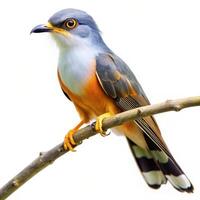 Mangrove Cuckoo Bird Featured on a White Canvas photo