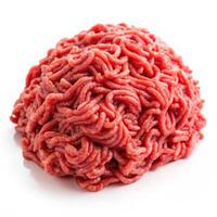 Fresh Ground Beef Rich Red Color Texture Detail Isolated on White Background photo