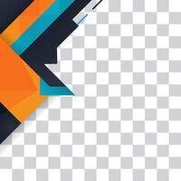 Bold geometric abstract design with sharp angles in black, orange, and blue, transparent background vector