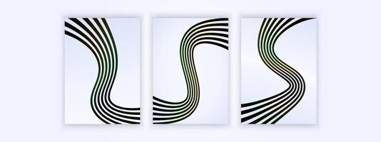 Modern wave line cover set with black and colored lines, geometric style, minimalist, simple and attractive vector