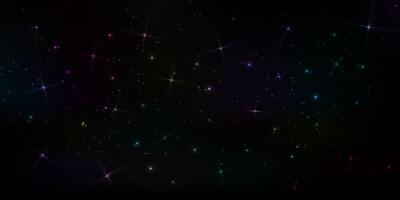 Outer space background, sparkling universe glowing in the dark vector