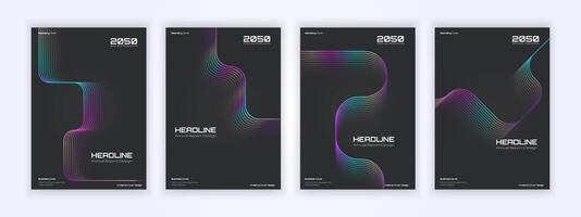 Modern set of business cover designs with a dark, minimalistic background vector