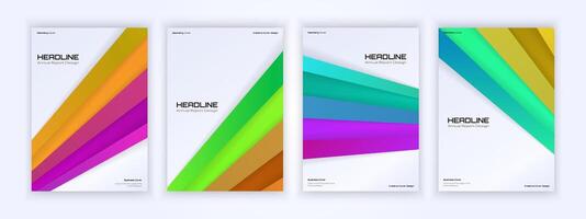 Modern business report cover geometric line design with attractive colors vector