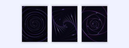 Modern line set cover with black and colored lines, geometric style vector