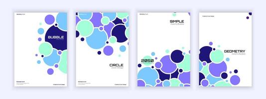 Bubble cover designs, a dynamic set of business cover designs featuring overlapping colorful bubbles in shades blue color vector