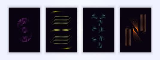 Retro cover wave striped pattern, line elements vector