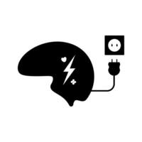 Brain charging design, increase mental health energy to be better vector